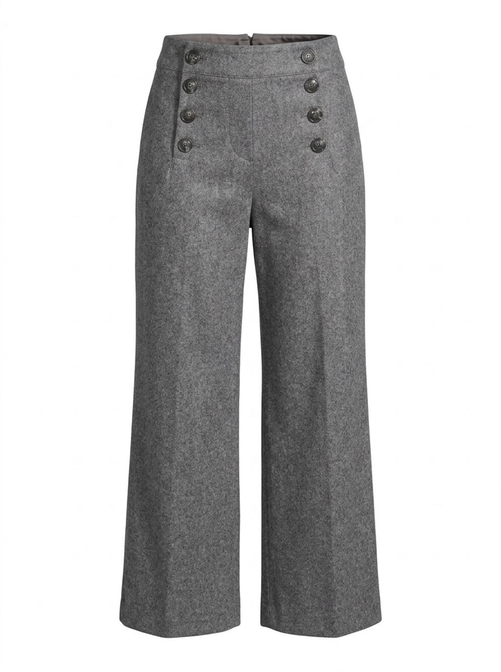 H&M Gray High Waist Button Front Wide Leg Pants Women Size 4
